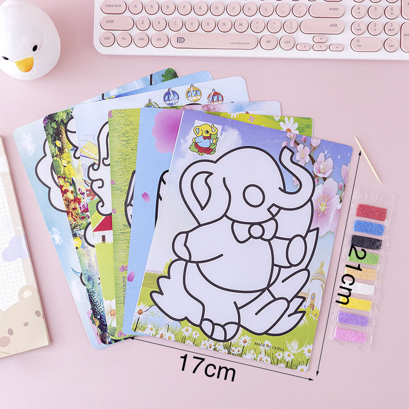 Combo 10 Tranh cát cho bé tập tô màu có sẵn cát soạn mẫu đa dạng