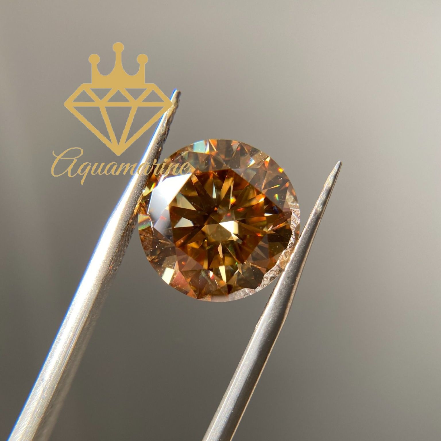 (Size 6.0 ly) Kim cương nhân tạo Moissanite giác cắt tròn màu vàng nâu