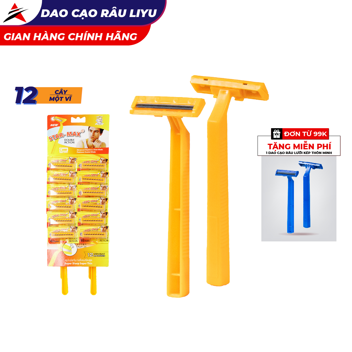 [Hcm]Dạo Cao Râu Liyu Starmax Cán Nhựa Hai Lưỡi Vĩ 12 Cây