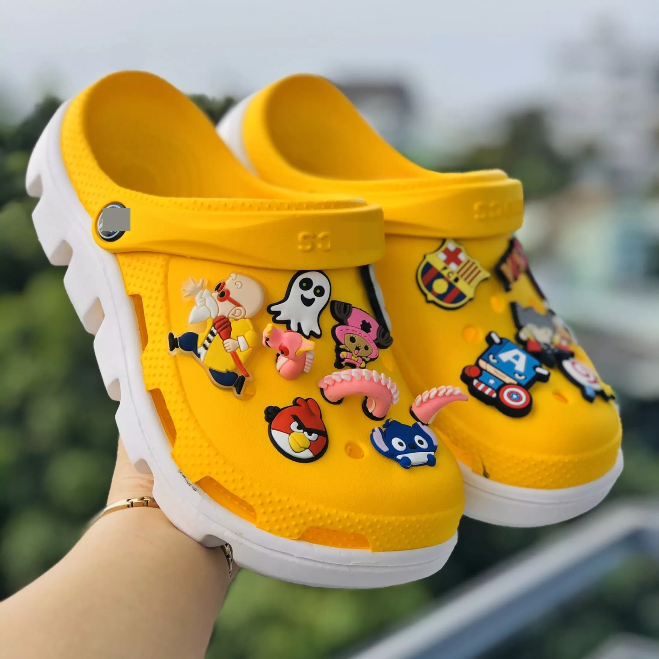 Dép crocs sục cross quai ngang cá sấu nhựa cao cấp Tặng 12 sticker gắn siêu đẹp