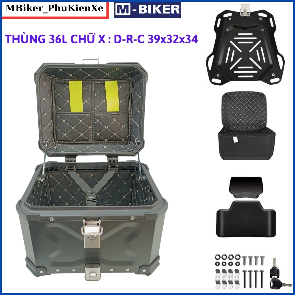 Thùng top nhôm thùng top nhôm 25l 28l 36 45 thùng nhôm gắn baga xe Chính hãng MBIKER