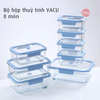 Bộ hộp thuỷ tinh chân không Neoflam VACU 8 món không kèm bơm – Dùng lò vi sóng lò nướng tủ lạnh an toàn sức khỏe
