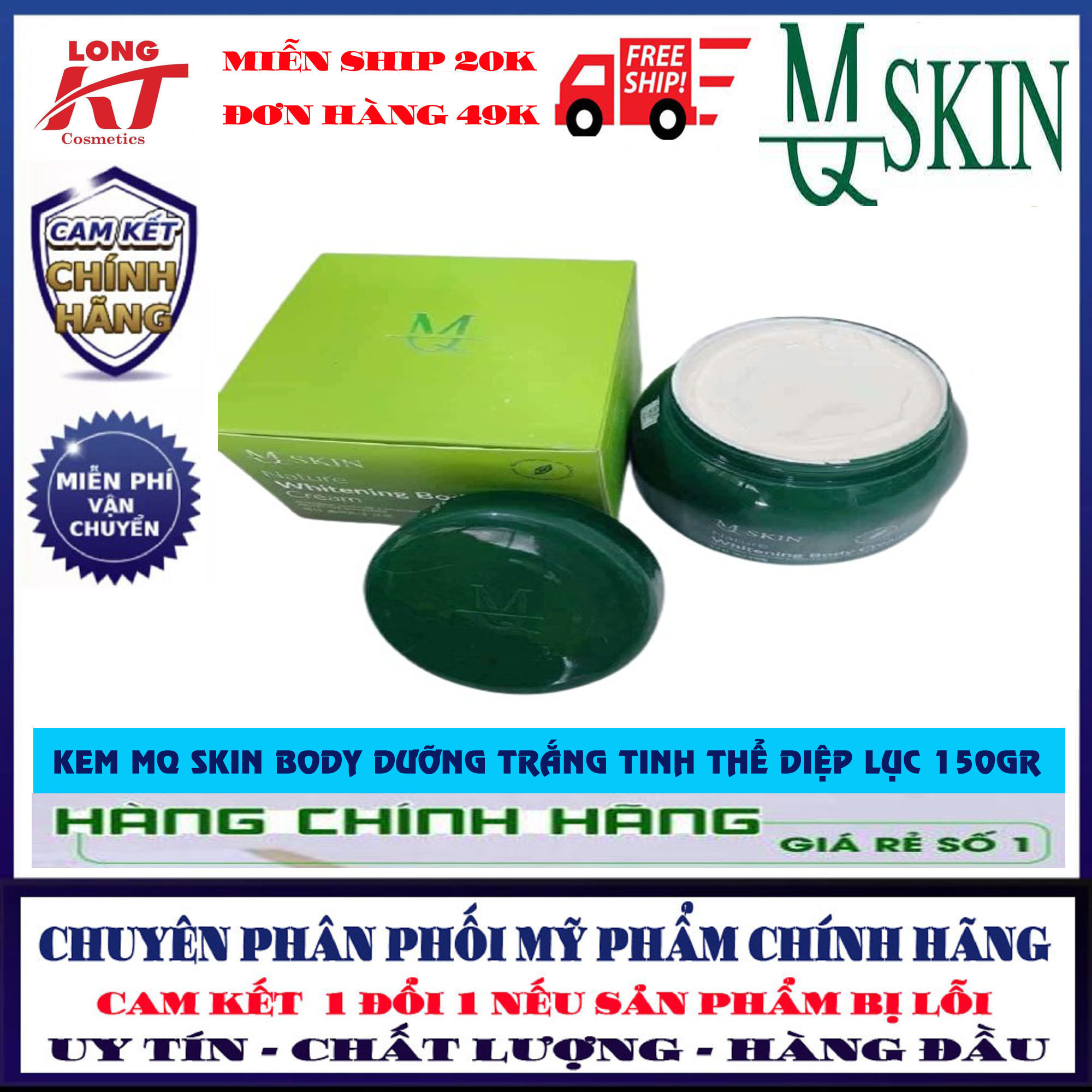 [ Chính Hãng - 100% - Mqskin - Hỗ Trợ Ship 20K] Kem Dưỡng Body Mq Skin Với Tinh Chất Diệp Lục Body Tinh Chất Nhân Sâm Mq Skin 150G Thoa Đến Đâu Thấm Đến Đó. - Thoa Đến Đâu #Mịn Đến Đó. - Thoa Đến Đâu #Trắng Đến Đó.
