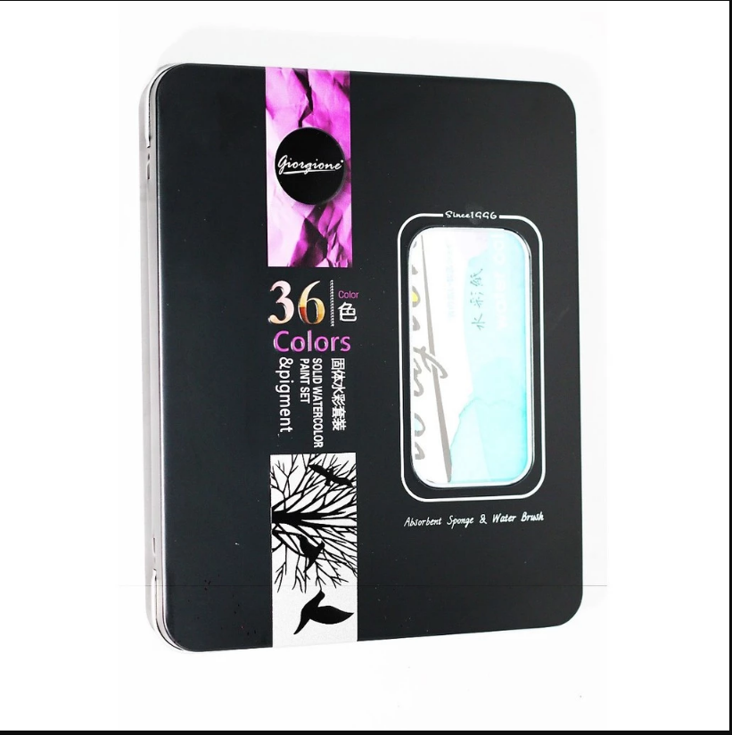 Bộ 36 Màu Nước Vẽ Cao Cấp Giorgione - Hộp Đen (Phiên Bản Mới)