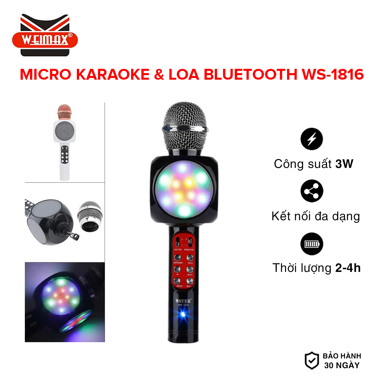Loa Bluetooth Không Dây Micro karaoke kèm loa blueooth  Loa Hát Karaoke Mini WS-1816 Sạc Pin Không Dây  Âm Thanh Hay Bass Chuẩn Có Thể Thay Đổi GiọngNhỏ Gọn dễ sử dụng