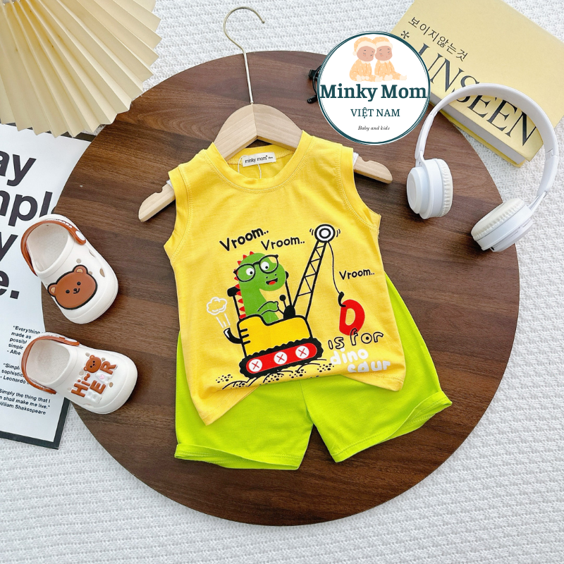 Bộ quần áo ba lỗ cho bé trai, bé gái 0-8 tuổi (8-27 kg), hiệu Minky mom vải thun lạnh - Mã: BL-in78