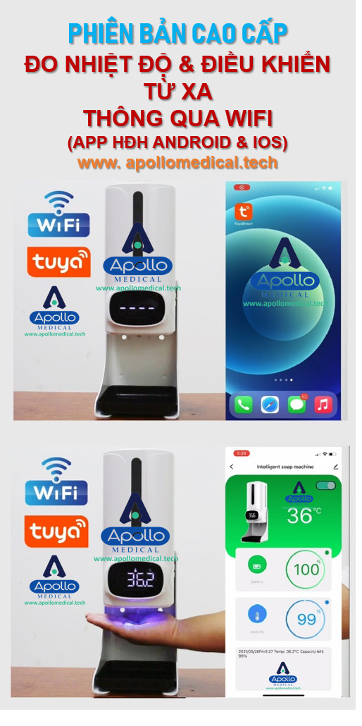 [Wifi Điều Khiển Từ Xa] [Tiếng Việt] Máy Xịt Rửa Tay Khử Khuẩn Tự Động Kết Hợp Đo Thân Nhiệt K9 Pro Plus Wifi Kèm Giá Đỡ 2M