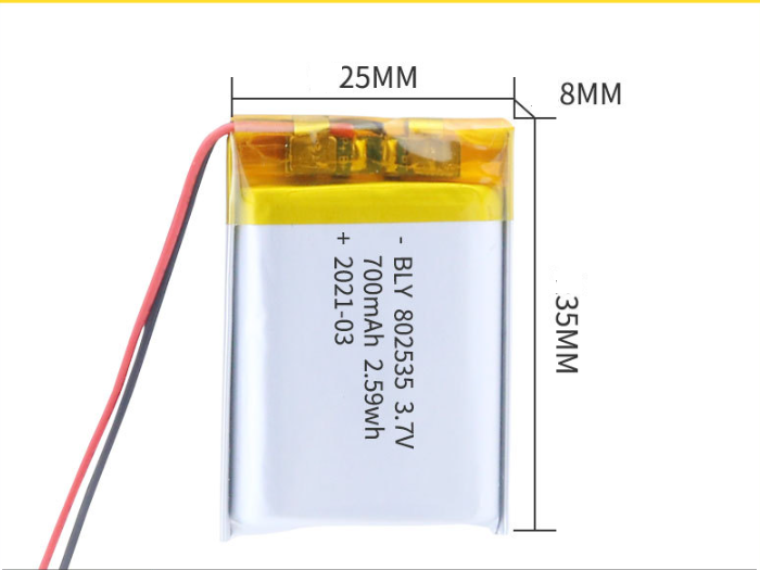 Pin sạc Polymer 802535 3.7v 700mah Cho tai ngheloa Mp3 MP4 MP5 GPS PSP Bluetooth hàng mới
