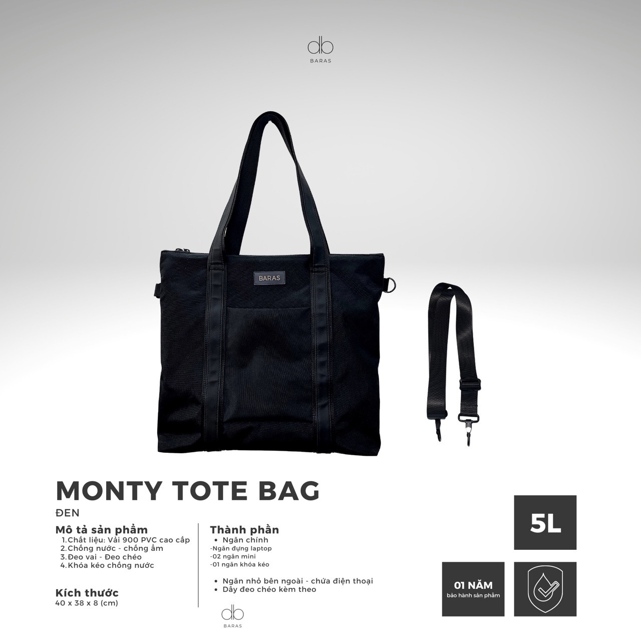 Túi Tote thời trang nam nữ - BARAS VIETNAM - Túi Monty Tote