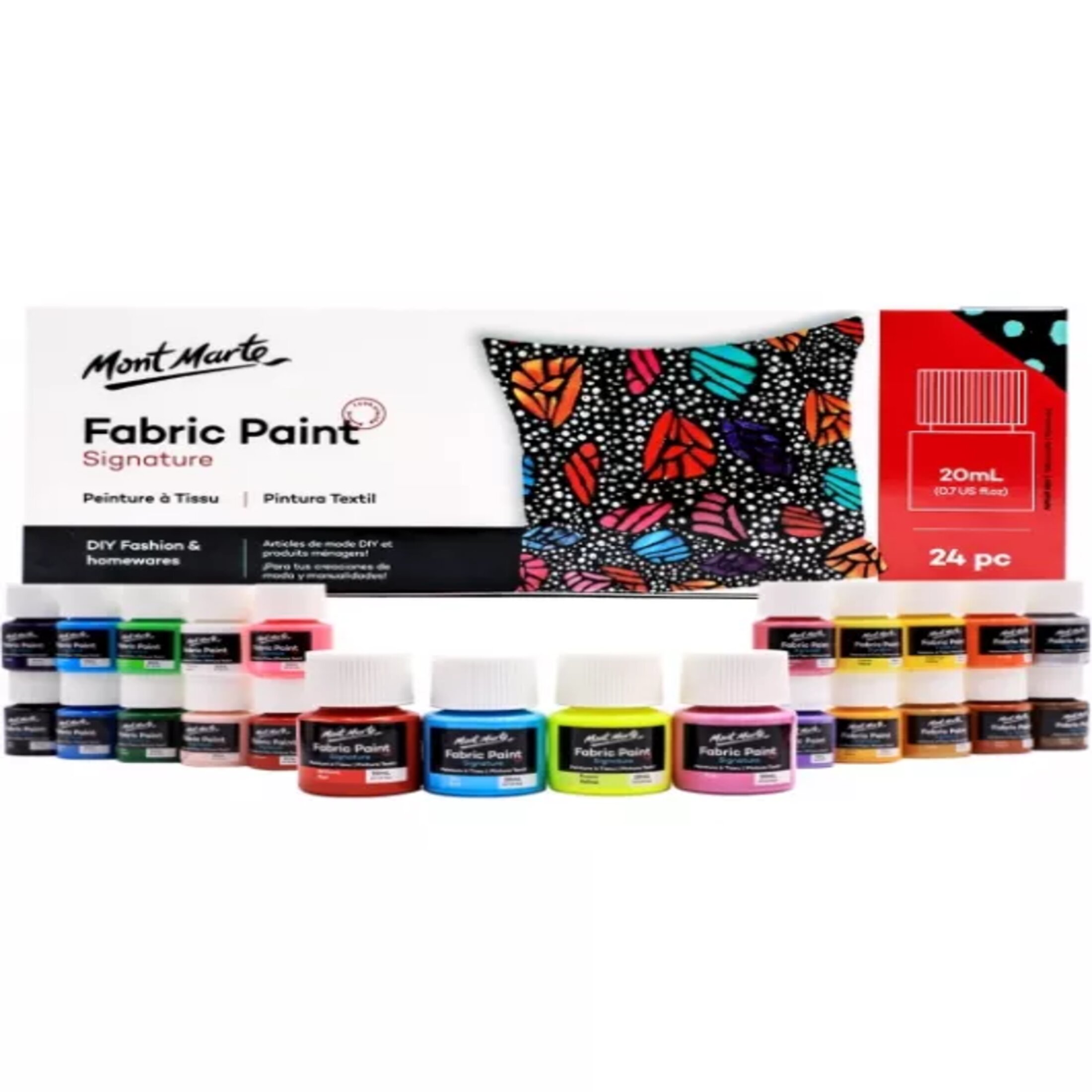 Màu vẽ vải Mont Marte bộ 8/12/20/24/36 Màu x 20ml (FABRIC PAINT)