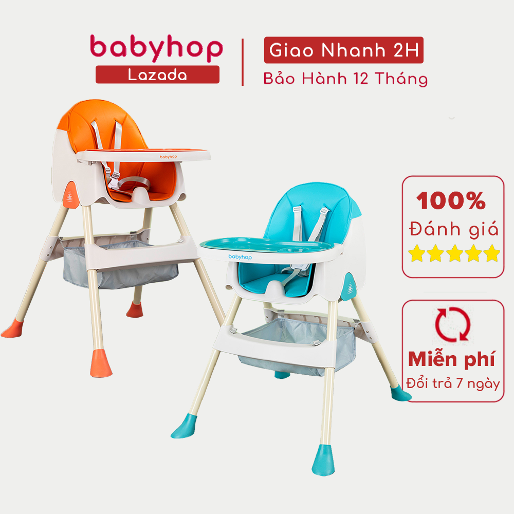 Ghế ăn dặm U2 babyhop thiết kế chân điều chỉnh độ cao kèm mặt bàn dành cho bé từ 6 tháng chịu lực tớ