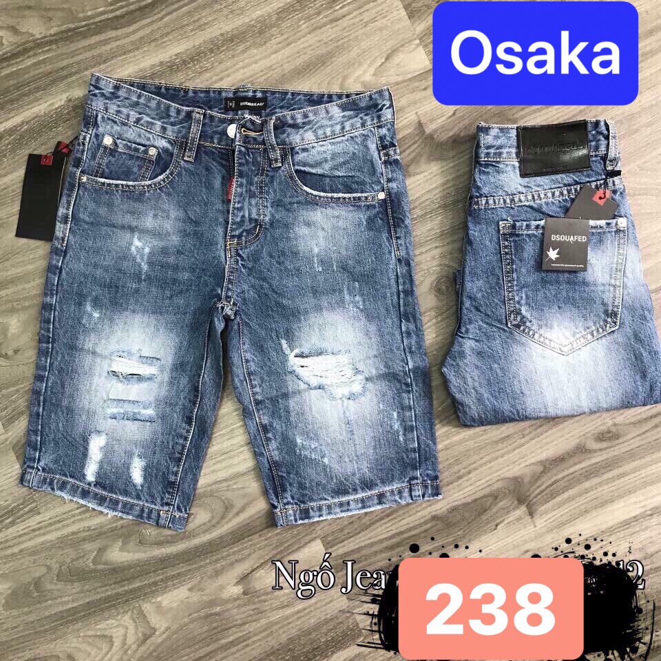 QUẦN SHORT JEAN NAM LỬNG NGỐ CHẤT BÒ XANH WASH TRẮNG NHẬT BẢN CAO CẤP OK-238 - OSAKA FASHION