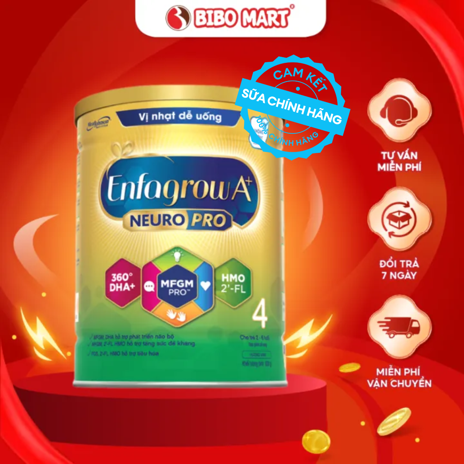 Sữa Bột Enfagrow A+ Neuropro 4 Với 2’FL HMO Vị Nhạt Dễ Uống – 830g - Bibo Mart
