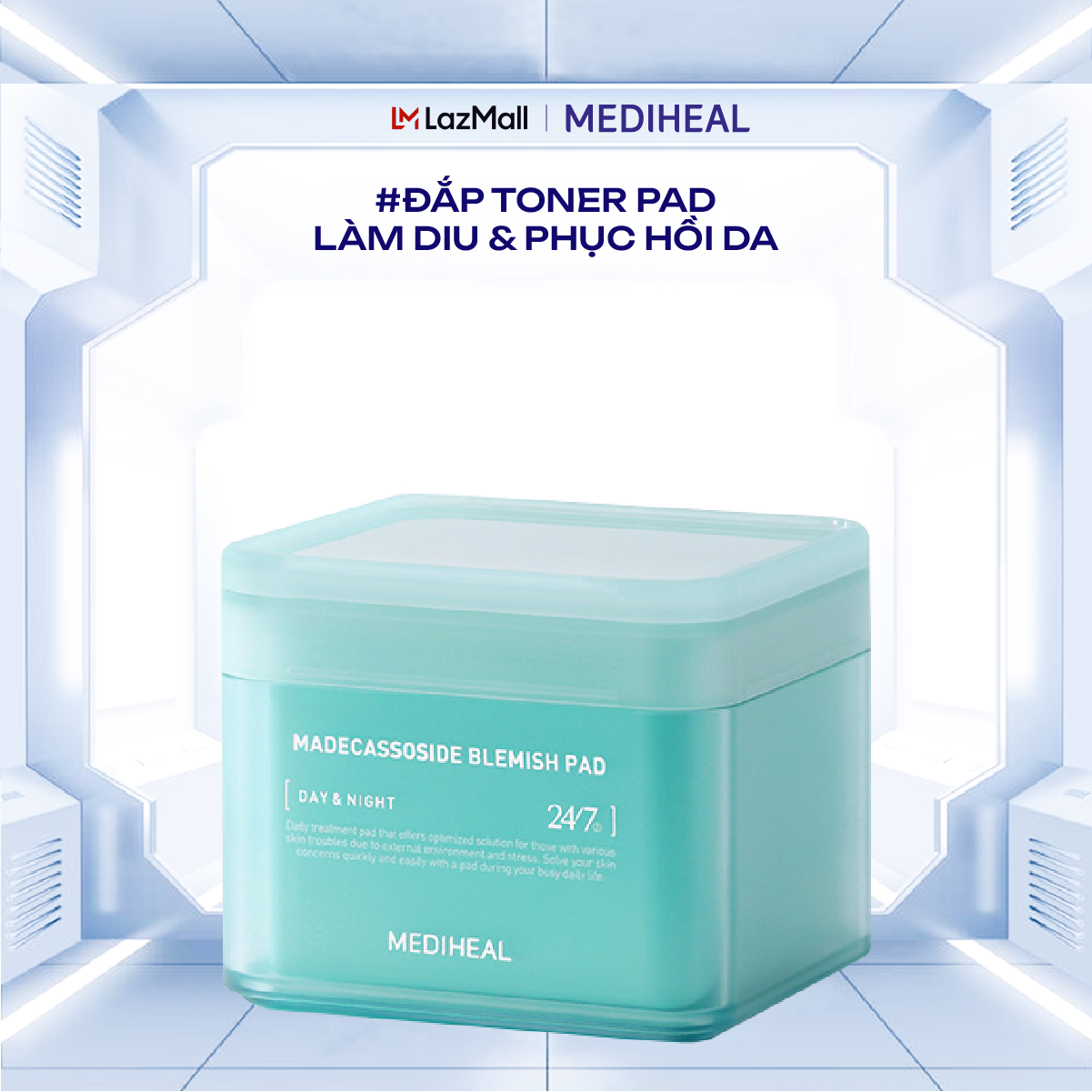 Hộp 100 miếng toner pad Mediheal Làm Dịu Và Phục Hồi Mediheal Madecassoside Blemish Pad 100 pad