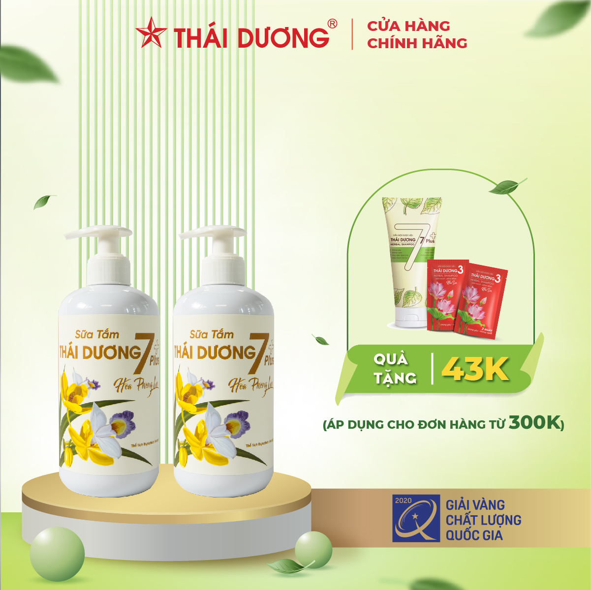 Combo 2 chai Sữa tắm Thái Dương 7 Plus - Hoa Phong Lan 500ml - Sao Thái Dương