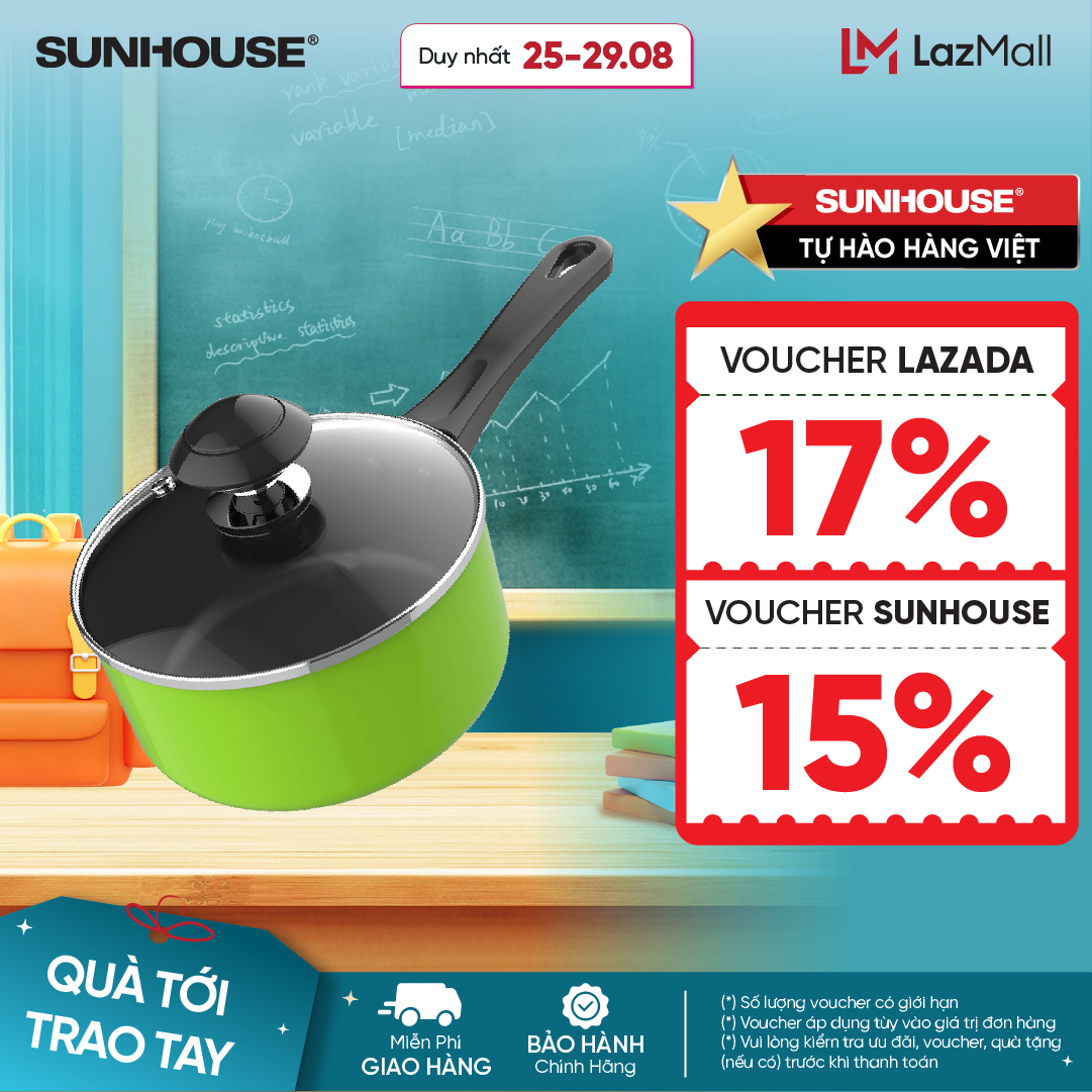 Nồi Quấy Bột Chống Dính SUNHOUSE SHG-MP14 - 14 cm - Không dùng được với bếp từ - Chống Dính Whit