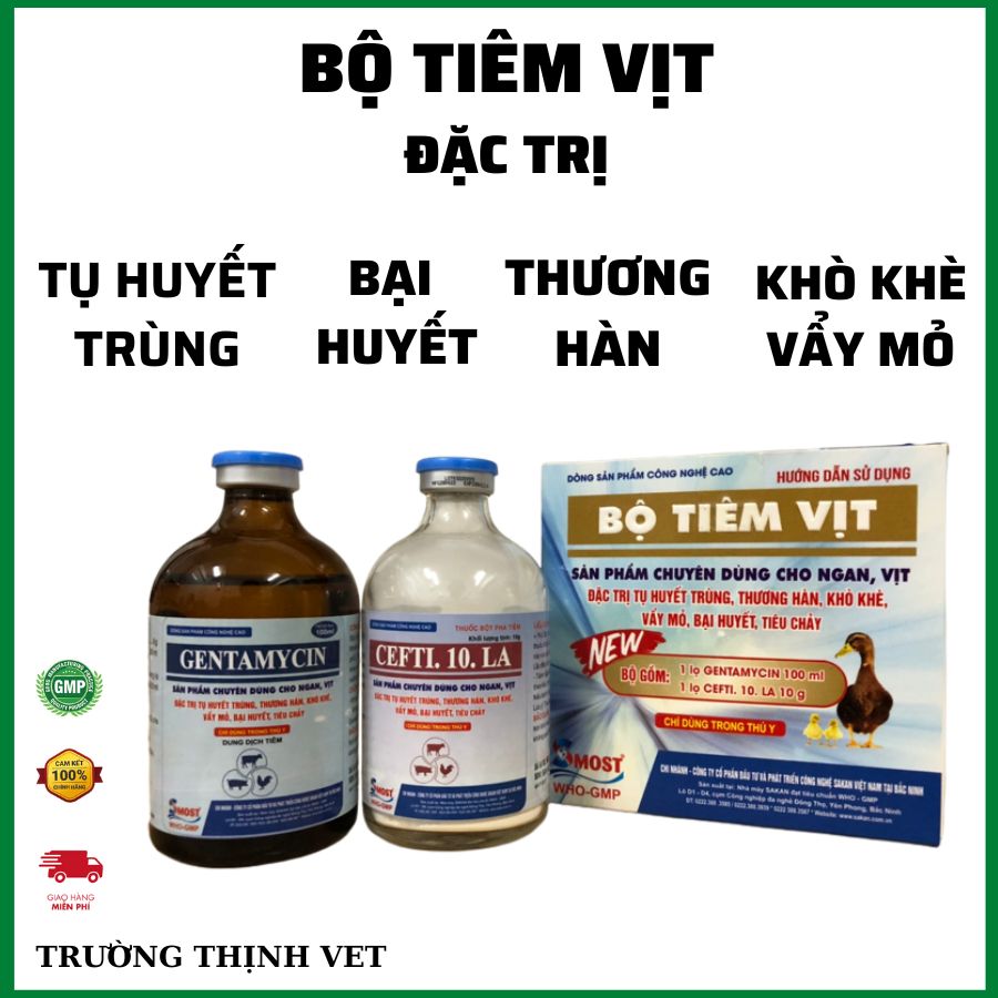 "Hoàn tiền đến 10%" Bộ tiêm vịt ngan ecoli bại huyết tụ huyết trùng khò khè gồm gentamycin và cefti.