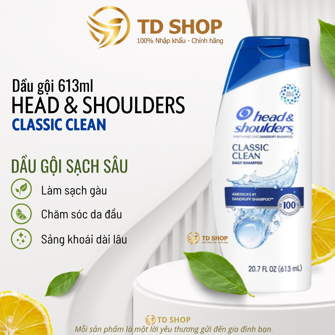 [NK Mỹ] Dầu gội Head&Shoulders nhập Mỹ 613ml Classic clean I Hạnh nhân - TD Shop