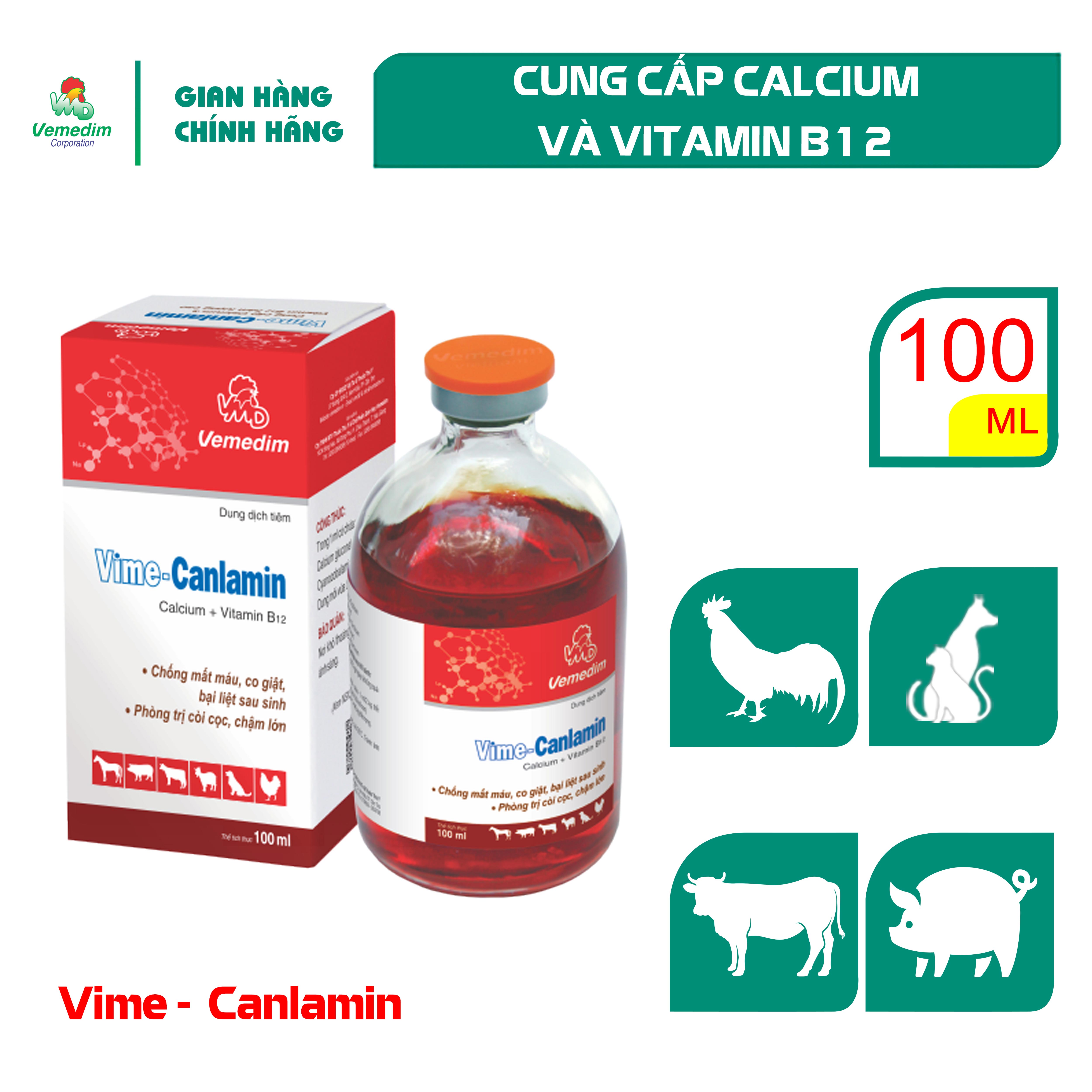 "Hoàn tiền đến 10%" Vemedim Vime-Canlamin cung cấp calcium và vitamin B12 cho chó mèo chai 100ml