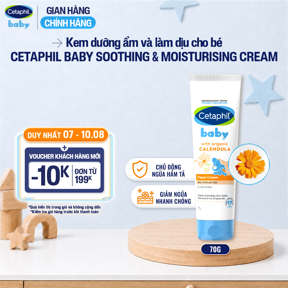 Kem chống hăm tã dịu lành CETAPHIL BABY DIAPER CREAM CALENDULA 70G