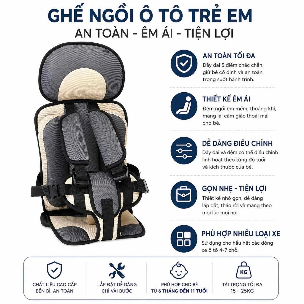 [ SẴN HÀNG ] Ghế ngồi ô tô cho bé - an toàn cho bé dưới 11 tuổi phù hợp quy định tháo lắp dễ dàng bảo vệ bé - Ghế Ngồi An Toàn Trên Ô Tô Cho Bé