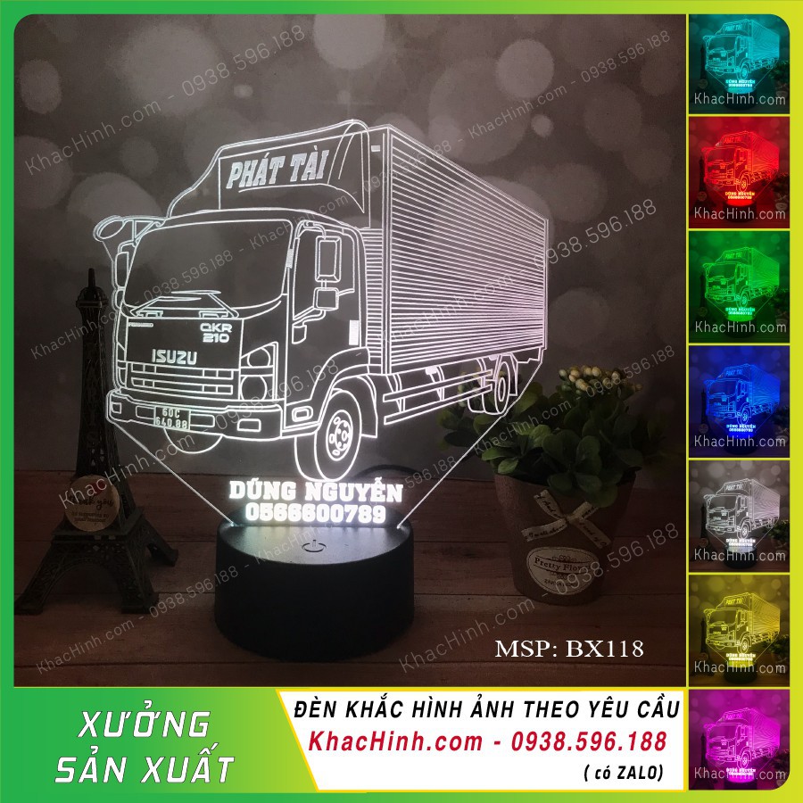 Đèn mô hình xe Thaco Mobihome xe giường nằm VIP đèn trang trí táp lô xe ô tô táp lô xe khách xe tải khắc hình theo yêu cầu khachinh.com