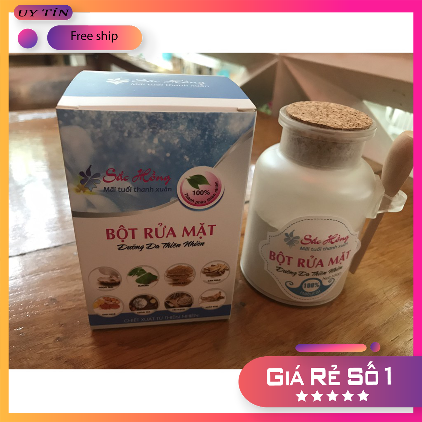 [ HOT HOT HOT ] Bột rửa mặt dưỡng da thiên nhiên 100gr - Với thành phẩm từ 100% thiên nhiên -  Ngăn ngừa mụn giảm nhờ se khít lỗ chân lông- Giảm nhờn ngăn ngừa mụn Làm mềm mịn da trắng hồng rạng rỡ