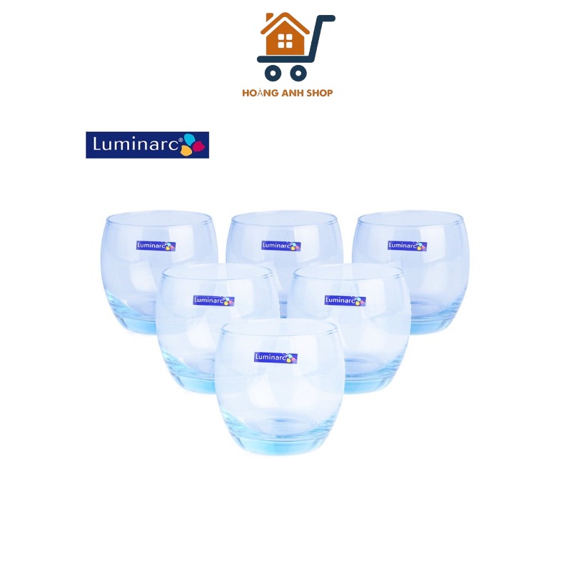 Bộ 6 Ly Thuỷ Tinh Luminarc Lùn 320ml Xanh Dương - Ly Uống Nước Thuỷ Tinh Trong Suốt Cao Cấp