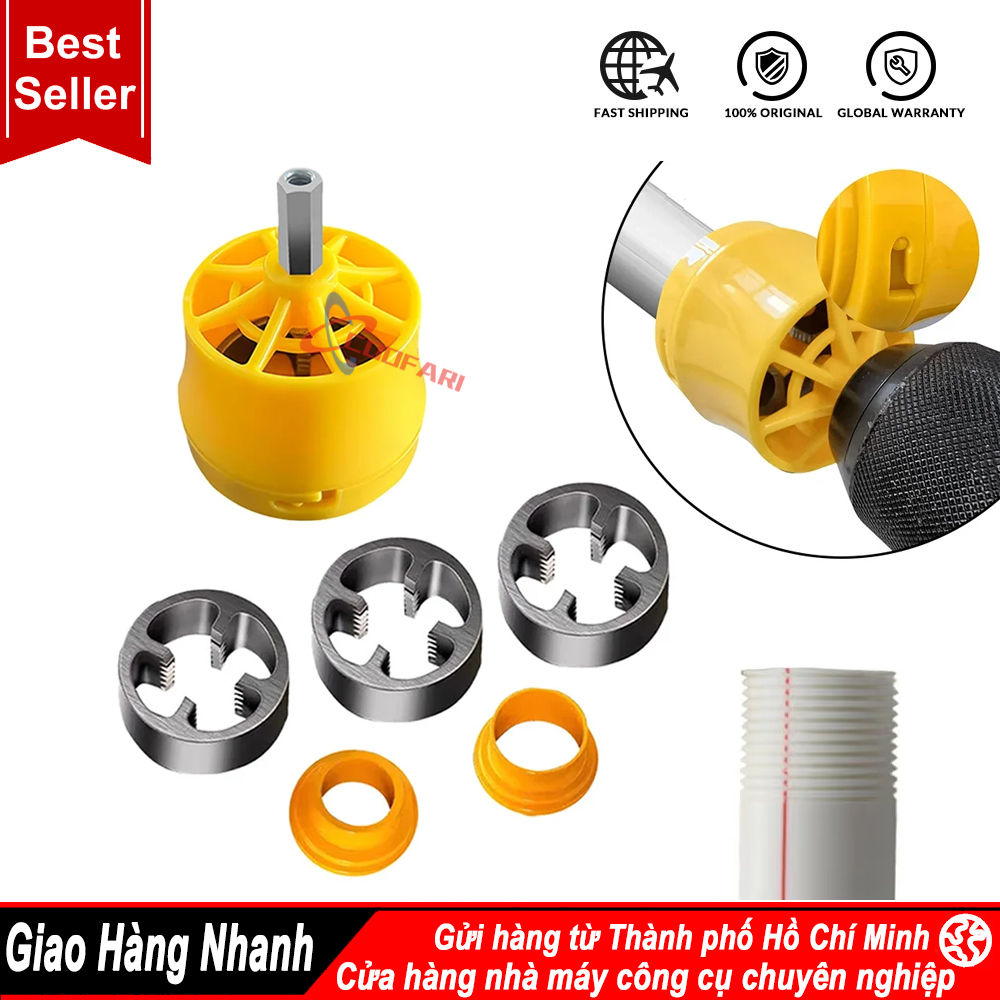 Bộ Bàn Tạo Ren Ống Nước Dụng Cụ Taro Tạo Ren Ngoài Ống Nước PVC 21 27 34