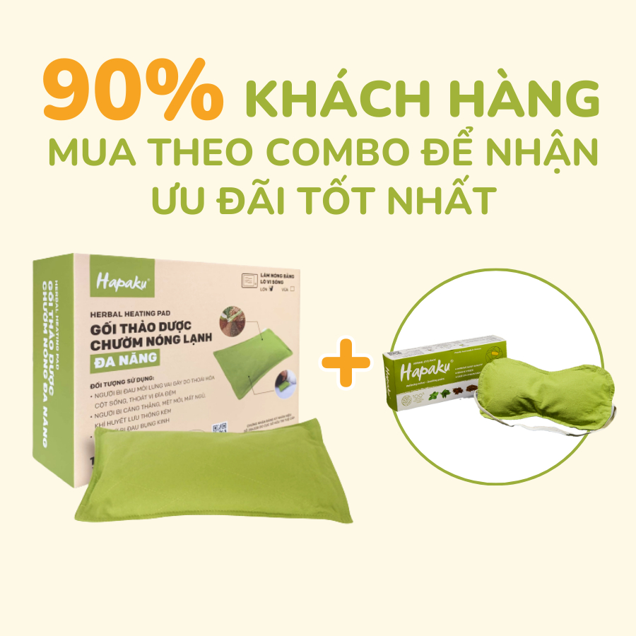 Combo Gối Thảo Dược Đa Năng Hapaku Và Túi Chườm Mắt Giảm Đau Nhức Mắt Thư Giãn Ngủ Ngon