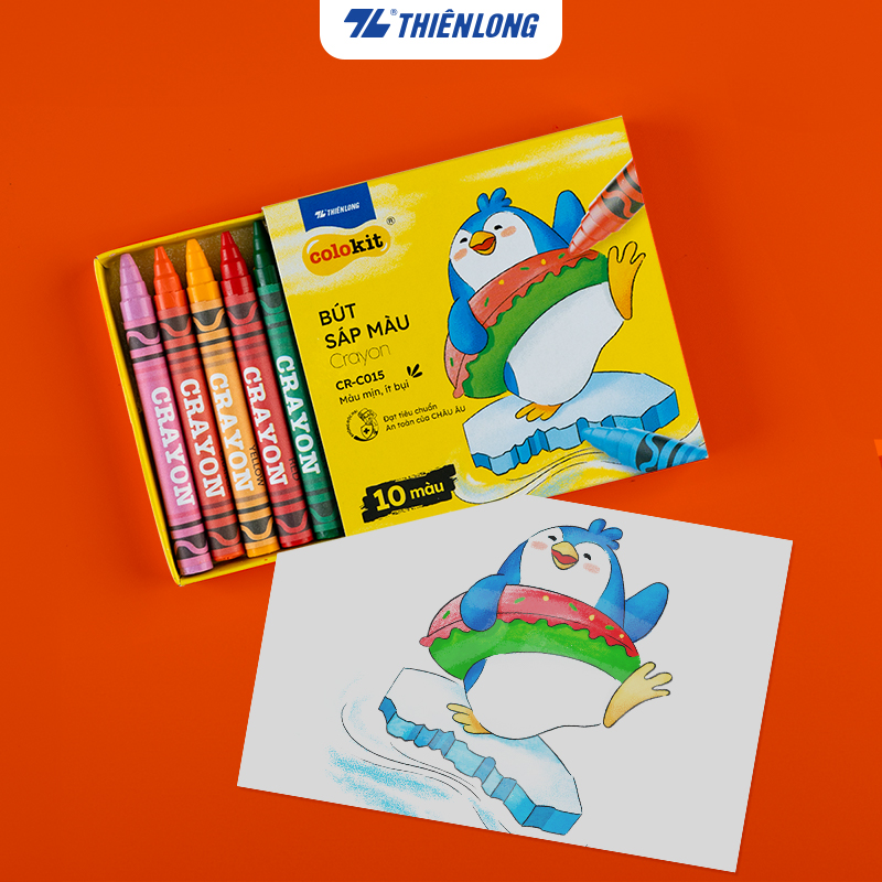 Combo 2 Hộp Bút Sáp Màu Thiên Long Colokit 10 màu tươi sáng thông dụng an toàn cho bé sáng tạo tô màu vẽ tranh CR-C015