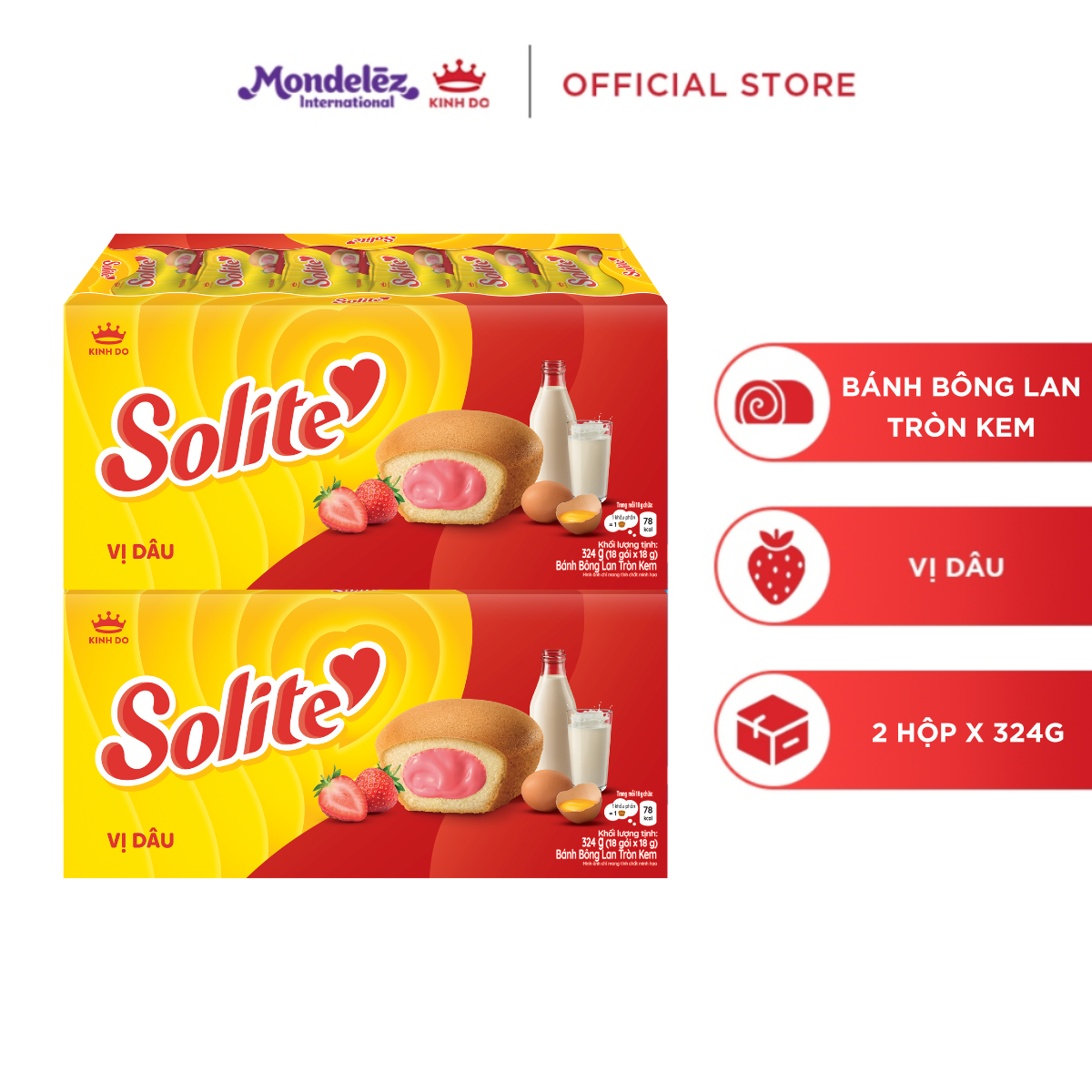 Combo 2 Hộp Bánh Bông Lan Tròn Kem Solite 276g/324g/360g