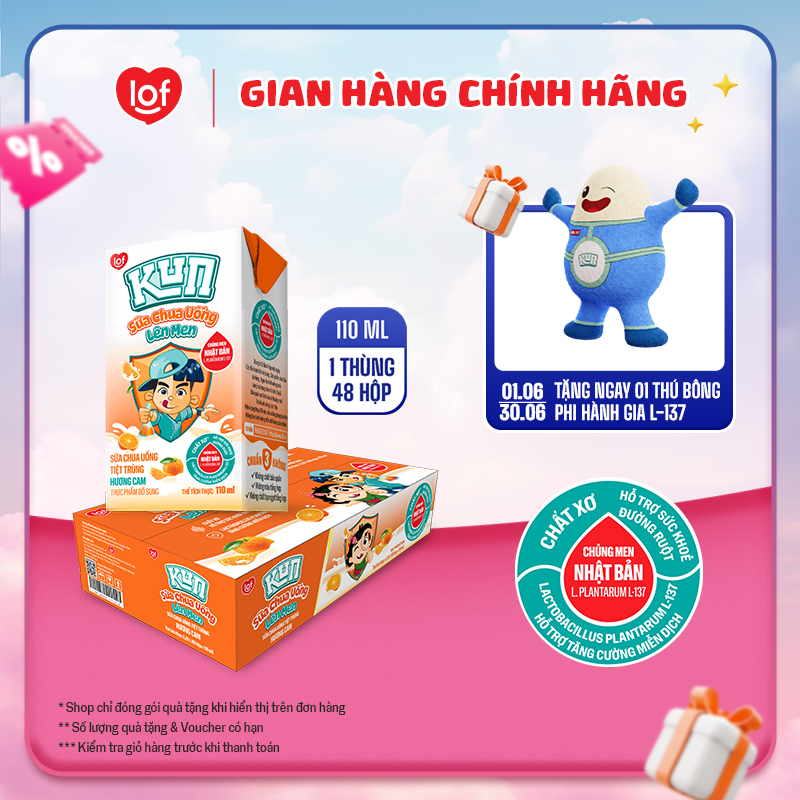 Sữa chua uống KUN vị cam thùng 48 hộp x 110ml