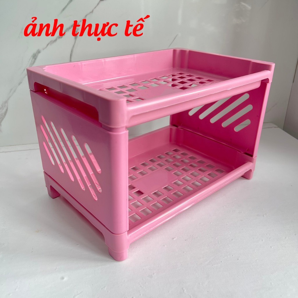 Kệ Nhựa Mini 2 Tầng Đựng Đồ Đa Năng Siêu Xinh - Kệ Mini 2 Tầng Xếp Gọn Trang Trí Để Bàn - Giá Để Đồ Kệ Mỹ Phẩm Tramanhshop