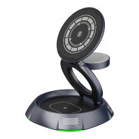 Kuulaa 15W Foldable Mag/netic 3 in 1 Wireless Charger for iPhone AirPods 3/2/ProApple Watches 360° Rotation Stand Easy to Carry for iPhone 15 14 13 12 Android Phone