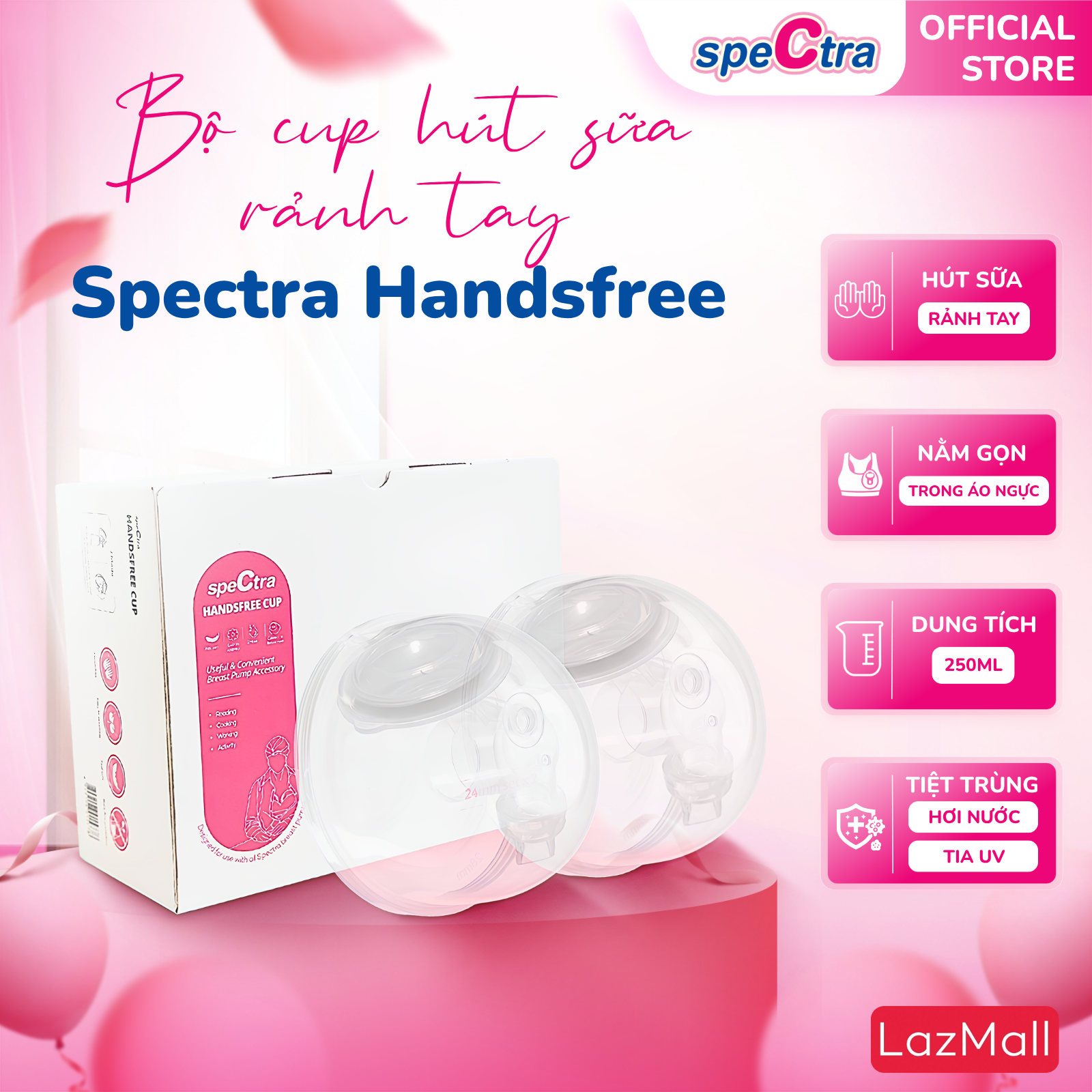 Bộ Cup Hút Sữa Rảnh Tay Spectra Handsfree - Size 24mm/ 28mm Hàng Chính Hãng (02 Chiếc/ Set)