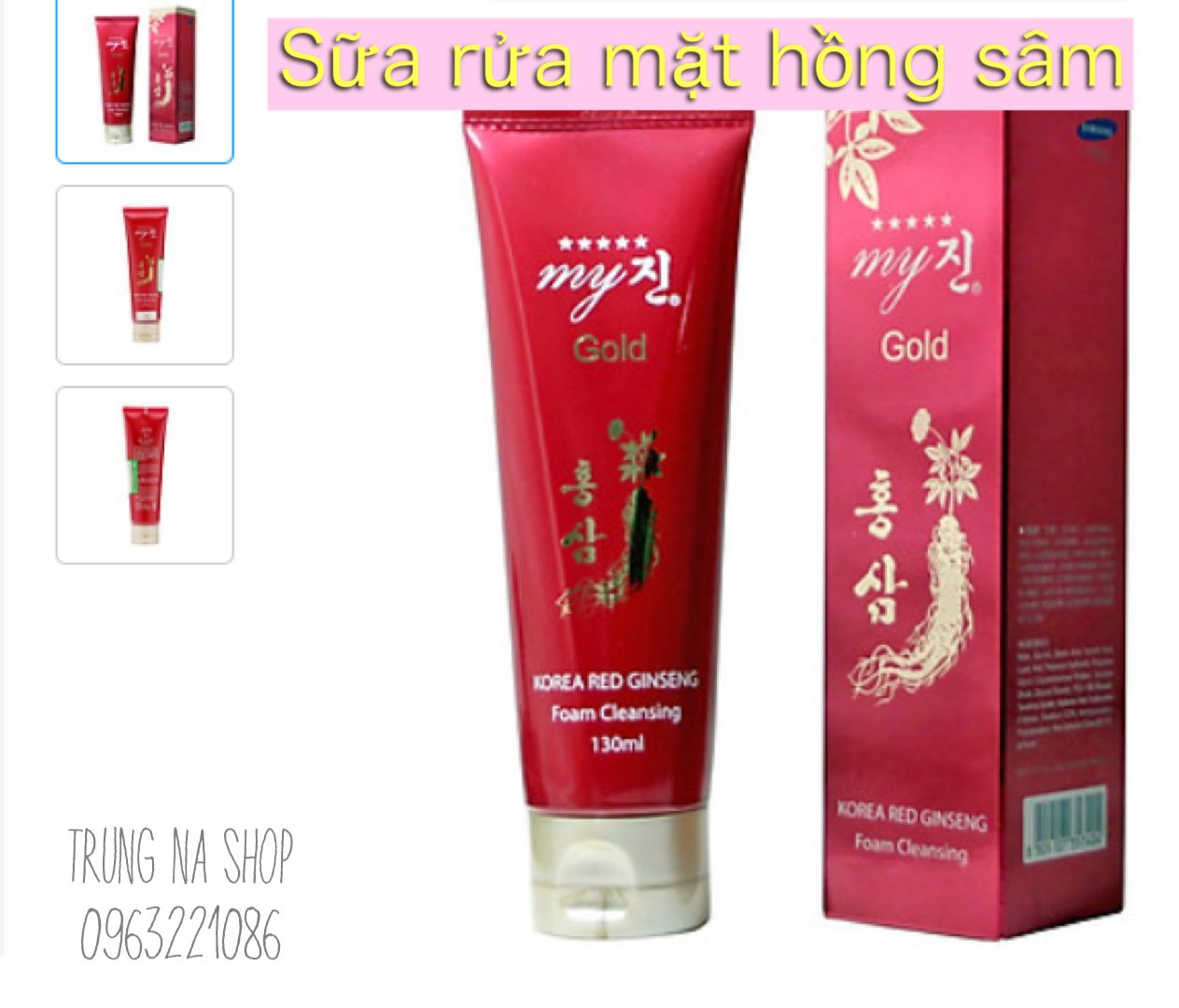 Sữa Rửa Mặt Hồng Sâm Đỏ My Gold Korea Red Ginseng Foam Cleanser 130Ml