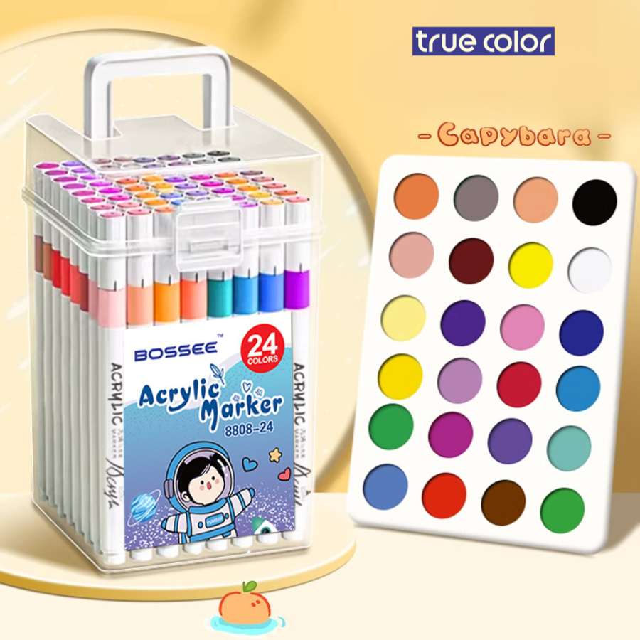 Set 24/36/48/60/80/120 Bút Acrylic Marker Lượng Mực Nhiều Tô Màu Vẽ Tranh Trên Mọi Chất Liệu Diy Bút Màu Họa Cụ Kèm Hộp Đựng Cho Bé