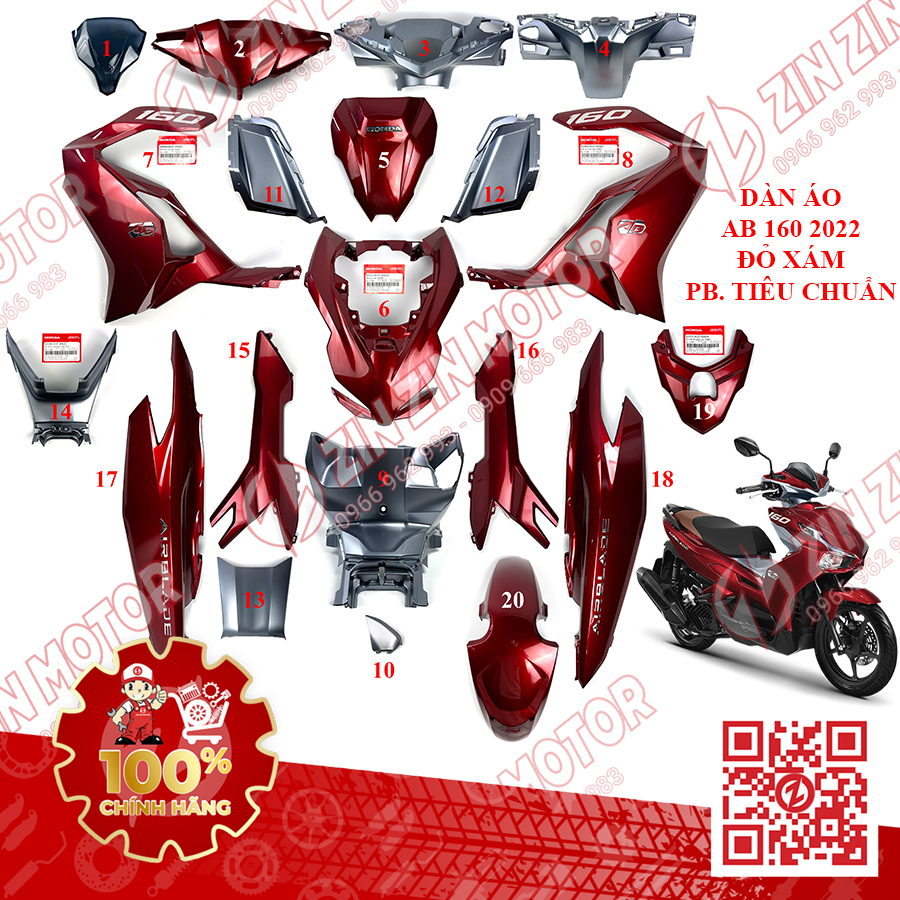 Honda Air Blade 160 2025 - Xe tay ga thể thao, động cơ 156.9cc, màu Xám đỏ/Bạc Xanh Đen/Bạc Đỏ Đen