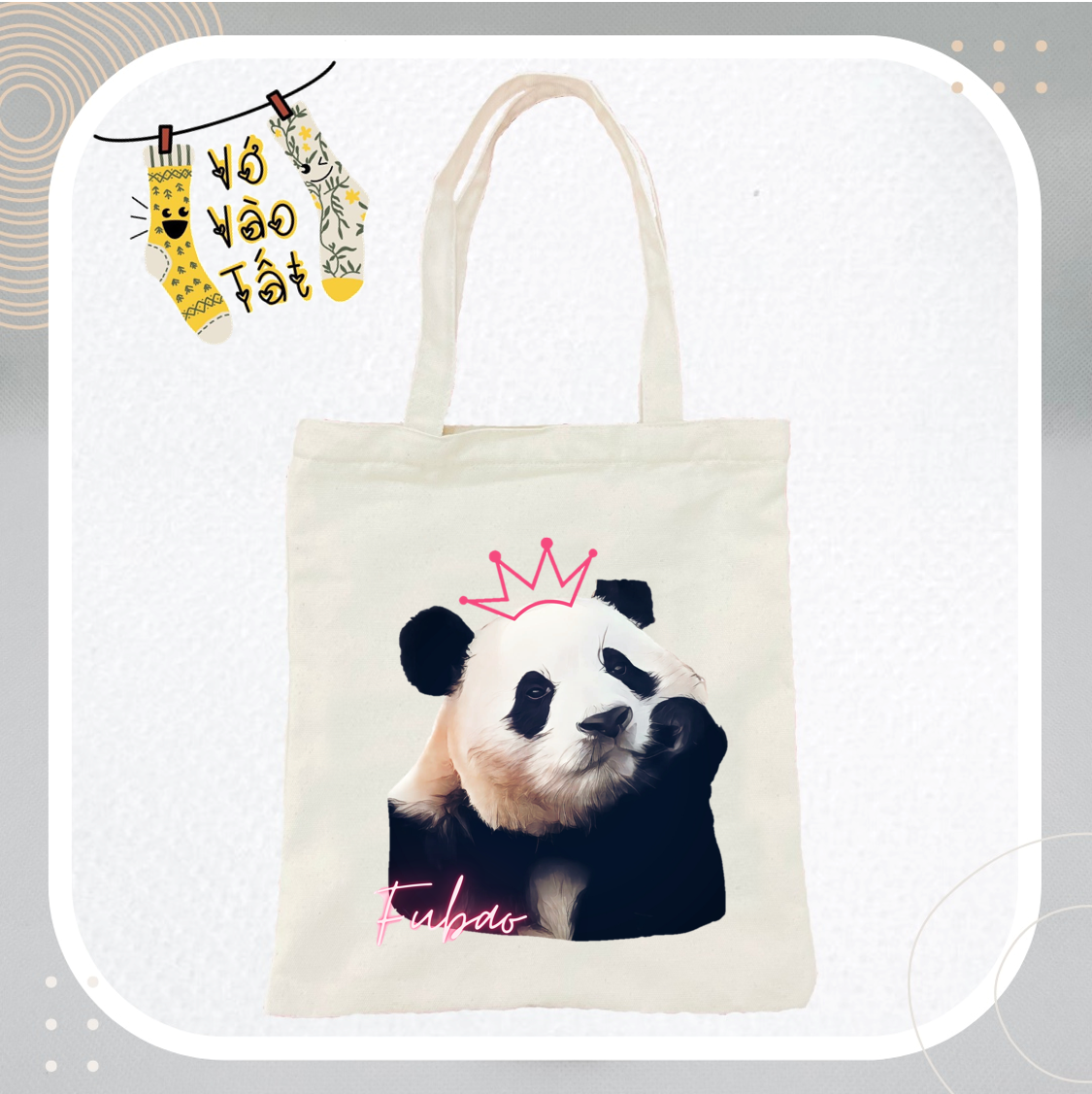 TÚI CANVAS GẤU TRÚC FUBAO HUAHUA MENGLAN PANDA