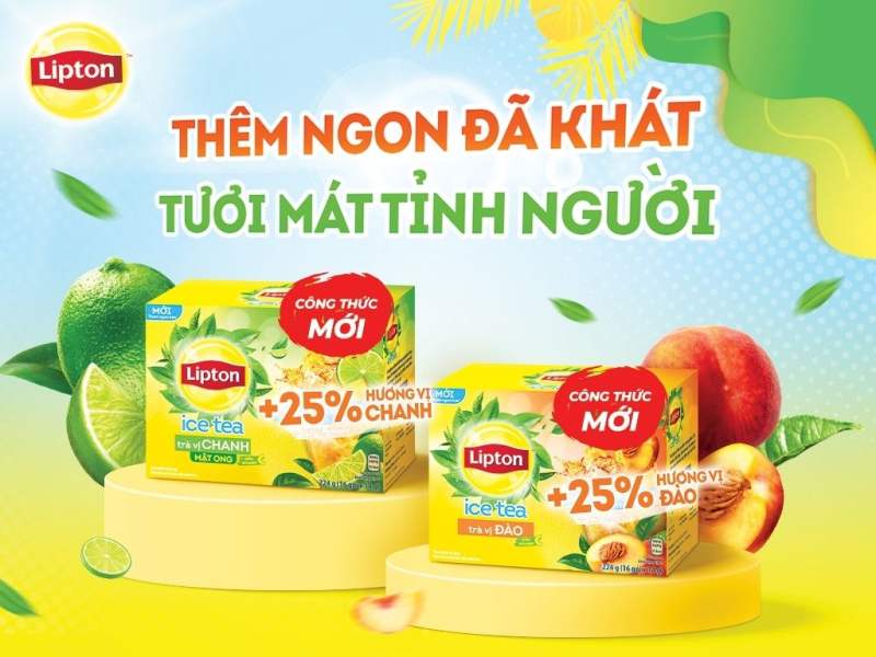 Trà Lipton Ice Tea trà vị đào vị chanh mật ong hộp 224g (16 gói x 14g)