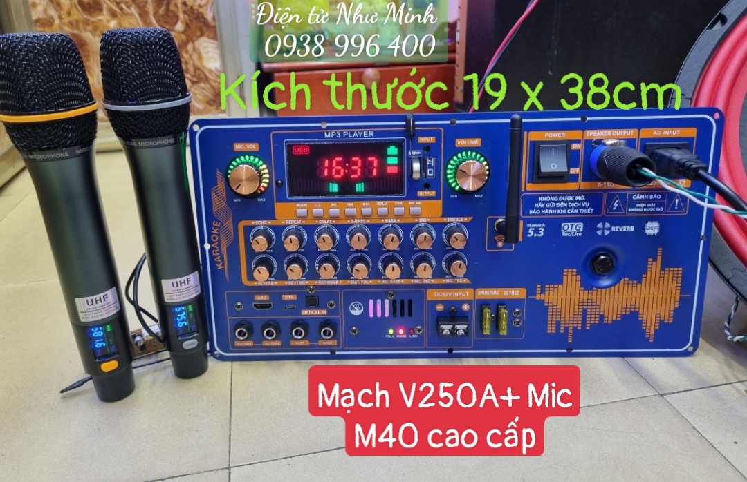 MẠCH LOA KÉO V15x DSP reverb  Dùng Cho 4 TẤC ĐÔI/ĐƠN KÍCH THƯỚC 19cm x 38cm