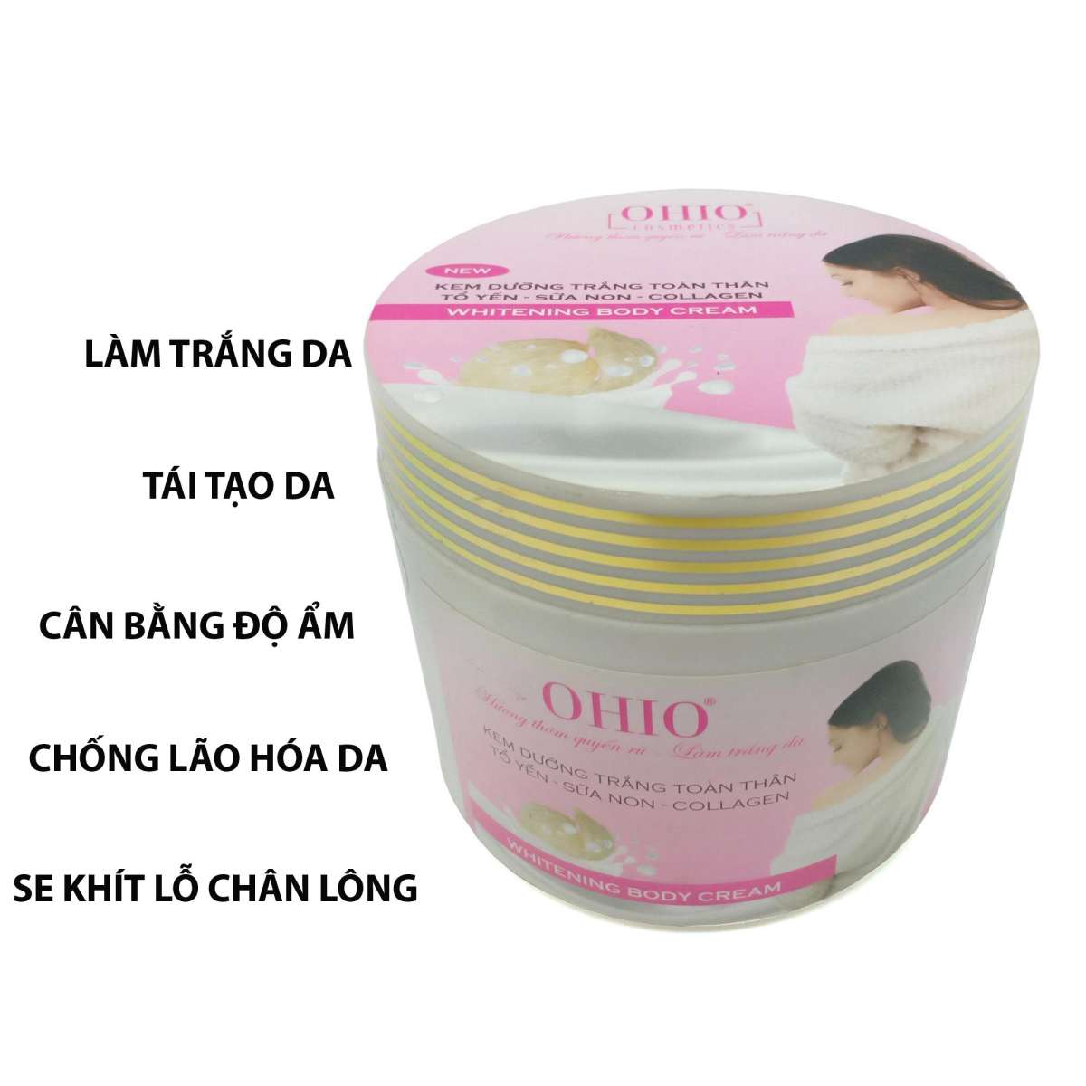 [HCM]Kem dưỡng trắng da toàn thân Tổ yến – Sữa non – Collagen Ohio Ốc Sên New Day 300g (Hồng)