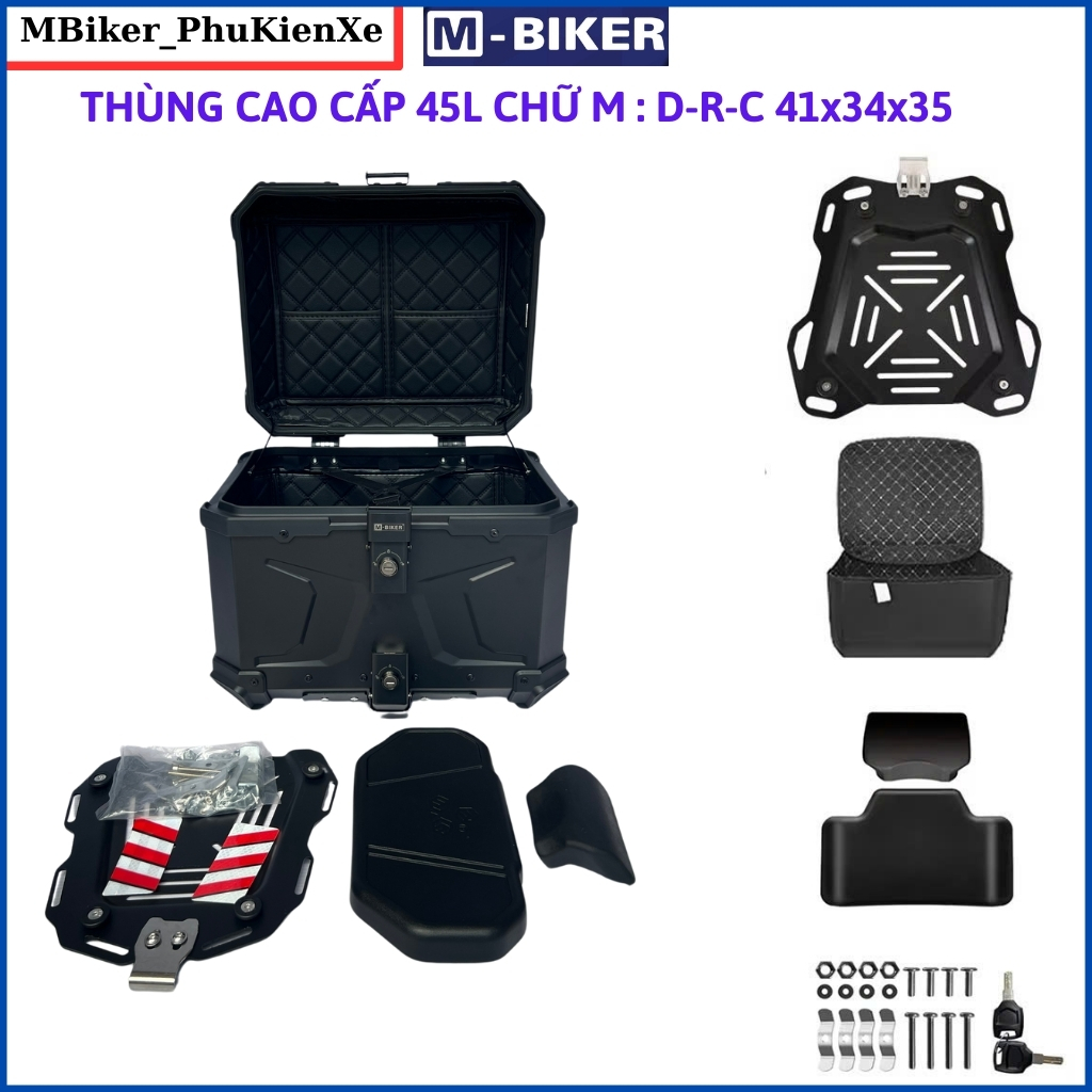 Thùng top nhôm 22l-28l-36l-45l-55L thùng nhôm gắn xe máy Chính hãng MBIKER