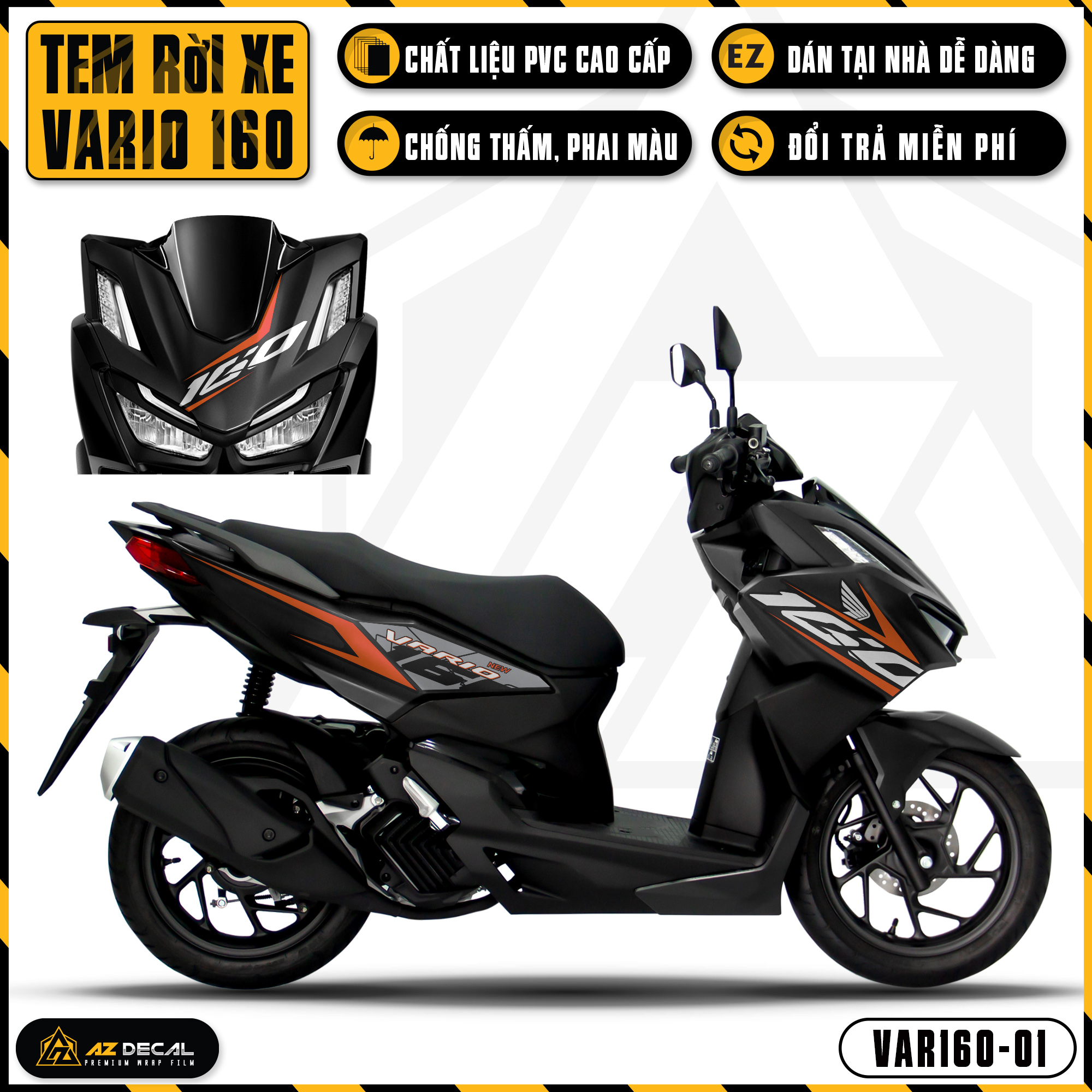 Tem Xe Vario 160 2023 Mẫu số 160 Cực Chất | VAR160-01 | Team Decal Dán Xe Máy Chống Nước Bền Màu Cho