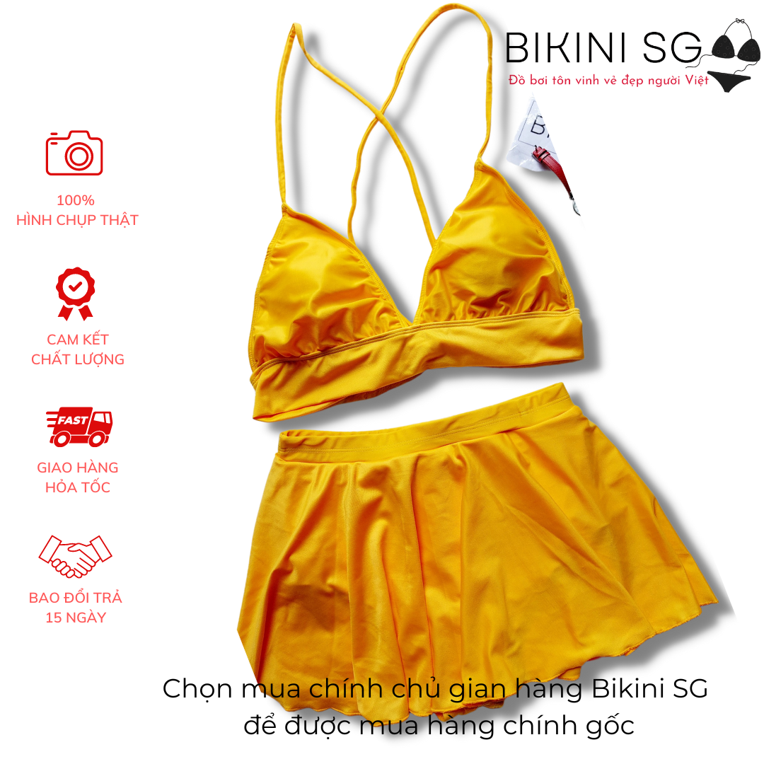 Đồ bơi nữ áo tắm 2 mảnh dây cột phối váy xòe đủ size đi biển du lịch xinh BIKINI SG