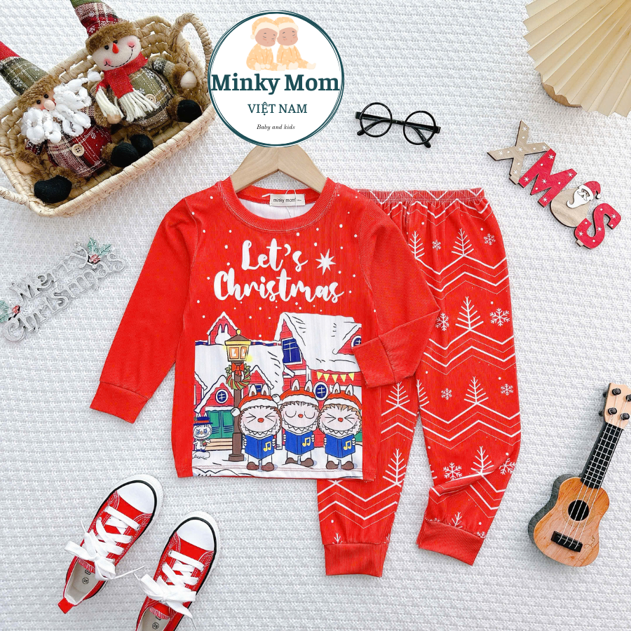 [BỘ NOEL 2024] Bộ Quần Áo Dài Tay Minky Mom Vải Thun Tăm Thiết Kế Cho Mùa Noel 2024 Cho Bé Trai Bé G