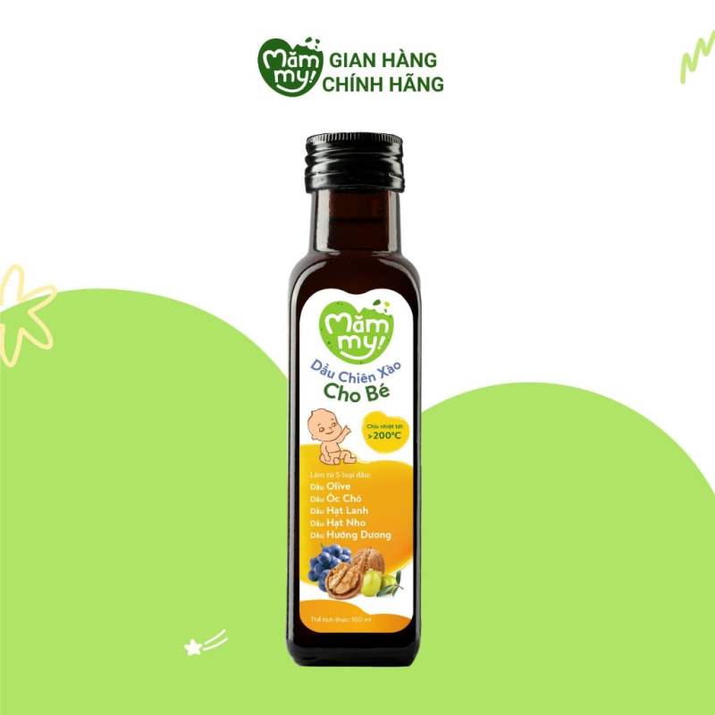 Dầu ăn dặm cho bé Mămmy 5 loại giàu DHA & Omega 3-6-9 cá hồi hạt lanh Olive gấc óc chó chiên xào