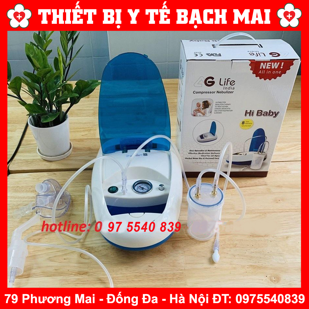 Máy Xông Hút Mũi Họng 2 Trong 1 Ag Life Hi Baby New [Chính Hãng Ấn Độ - Bảo Hành 08 Năm]