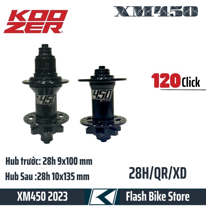 Hub Moay Ơ Xe Đạp KOOZER XM450 2024 6 Cá 3 Răng 120 Click 6 Vòng Bi 28/32H QR/BOOST 12x148Mm HG/MS 8